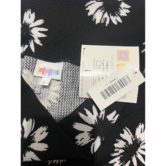 LuLaRoe Cassie Skirt Size L Black & White Daisy Floral Straight Pencil Skirt - Picture 3 of 3